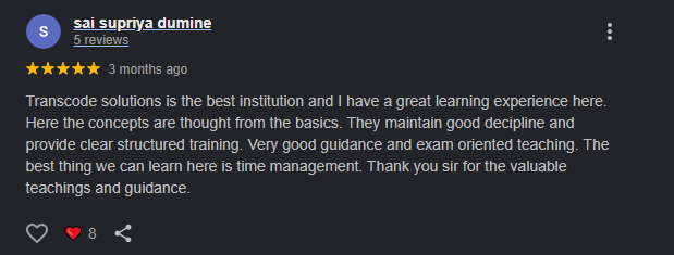 Review by sai supriya dumine